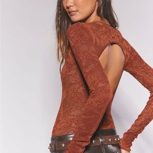 Free People Rust Open-Back Bodysuit